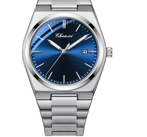 Men's Quartz Watch with Luminous Calendar & Waterproof Stainless Steel Band